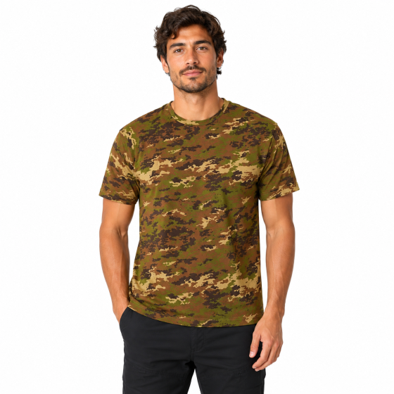 T-shirt maglia maglietta girocollo mezze maniche mimetica camouflage uomo