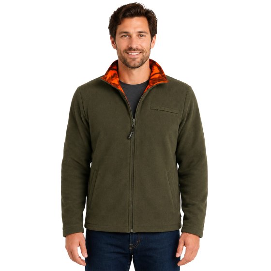 Maglia maglione caccia reversibile verde abbigliamento tecnico arancio - Personalizzabile con il tuo logo