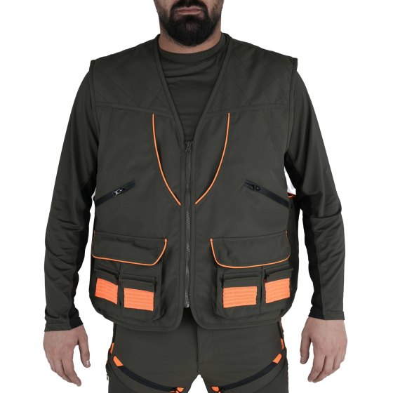 Gilet smanicato carniere membrana M-tex impermeabile caccia tascone posteriore staccabile