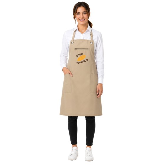 Divisa Donna per Bancone in Panetterie Forni e Bar con Camicia e Grembiule con Pettorina - Personalizzabile con Logo e Nome