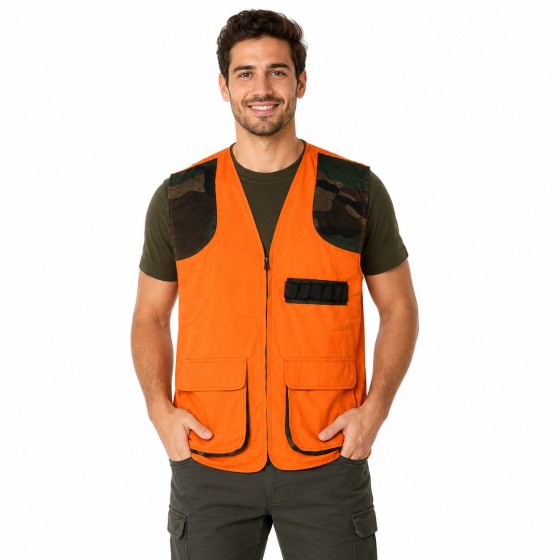 Gilet smanicato caccia al cinghiale sfoderato alta visibilita' sport arancione