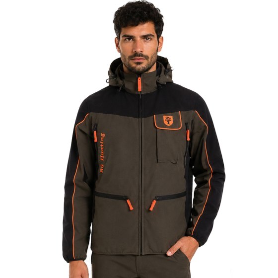 Giacca caccia cinghiale tecnica giubbino elasticizzato cappuccio uomo fluorescente