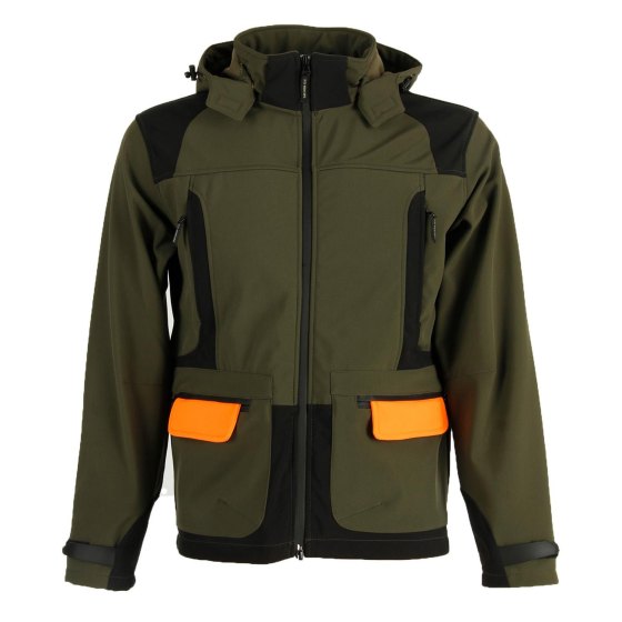 Giacca in ottimo tessuto softshell impermeabile tasche caccia pioggia uomo - Personalizzabile con il tuo logo