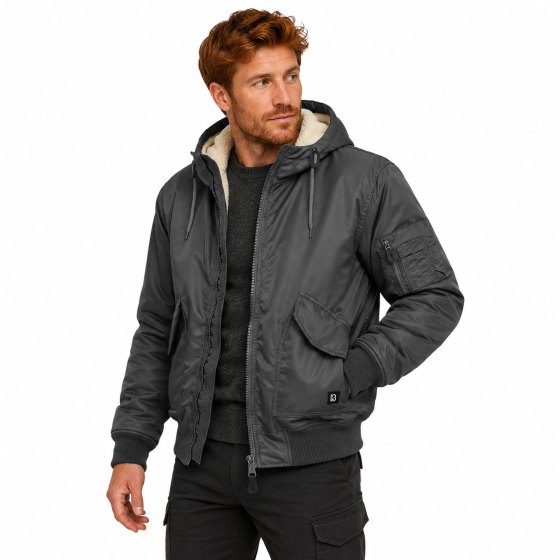 Bomber giubbino imbottito uomo pellicccia orsetto tasche cappuccio impermeabile