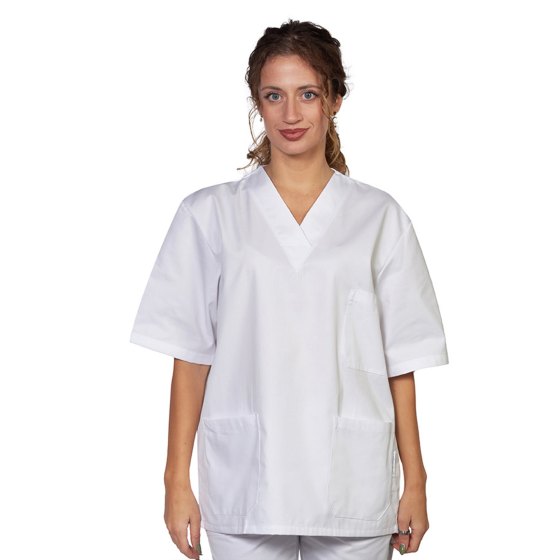 Casacca ospedaliera in cotone scollo V dottore infermiere veri colori cotone - Personalizzabile con il tuo logo