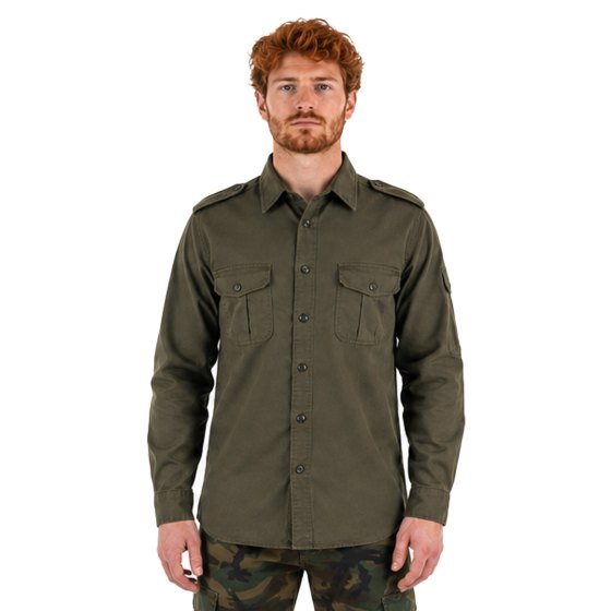 Camicia cotone bottoni caccia verde sport abbigliamento tecnico uomo - Personalizzabile con il tuo logo