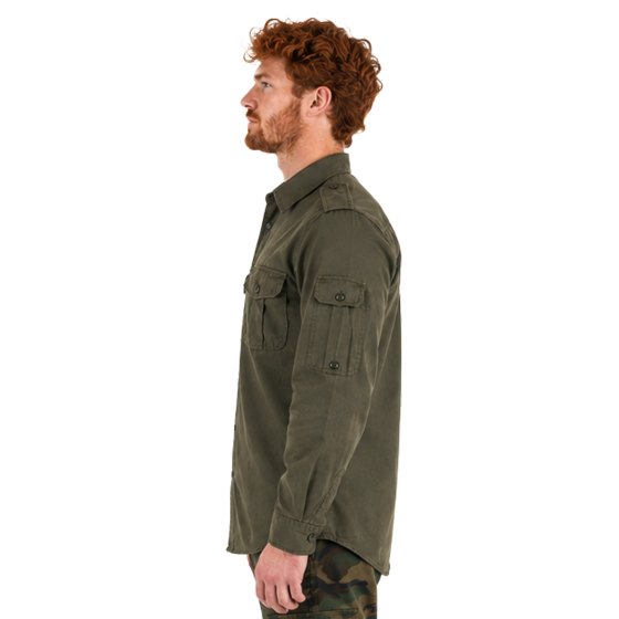 Camicia cotone bottoni caccia verde sport abbigliamento tecnico uomo - Personalizzabile con il tuo logo