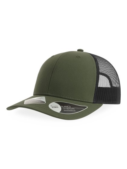 Cappellino trucker BRYCE a 6 pannelli personalizzabile in poliestere riciclato
