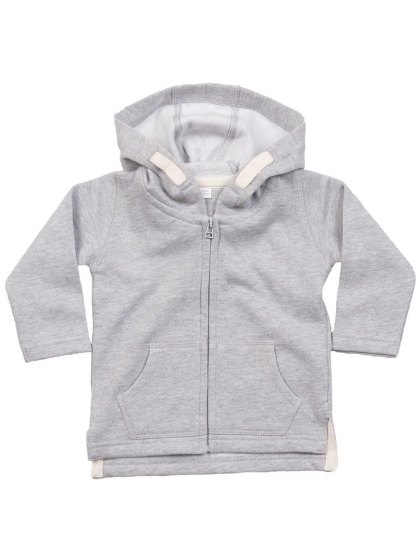 Baby Zipped Hoodie Felpa Baby con Zip e Cappuccio Personalizzabile in Cotone Riciclato