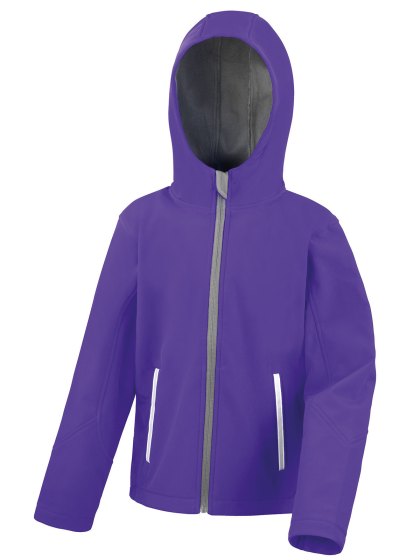 Junior Hooded Soft Shell Jacket Giacca Softshell Junior con Cappuccio Impermeabile e Antivento
