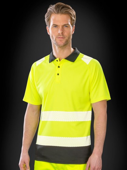 Polo da lavoro alta visibilita' elasticizzata e traspirante