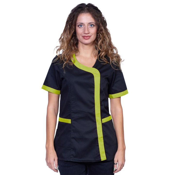 Camice casacca grembiule lavoro nero donna parrucchiera estetista centro estetico vari colori taglie dalla XS alla XXXL