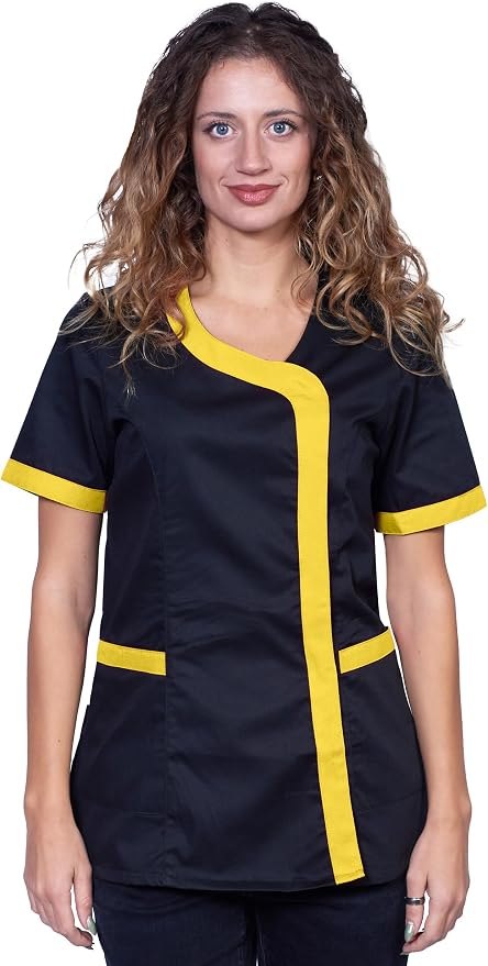 Camice casacca grembiule lavoro nero donna parrucchiera estetista centro estetico vari colori taglie dalla XS alla XXXL