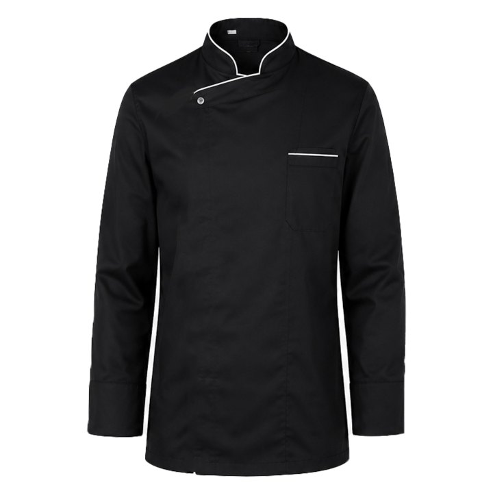 Giacca Chef Divisa Cuoco Casacca Uomo Cotone Manica Lunga Nera leggera - Personalizzabile con il tuo logo