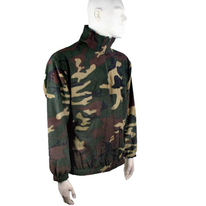maglione uomo mimetica con zip centrale pile elastico al polsini