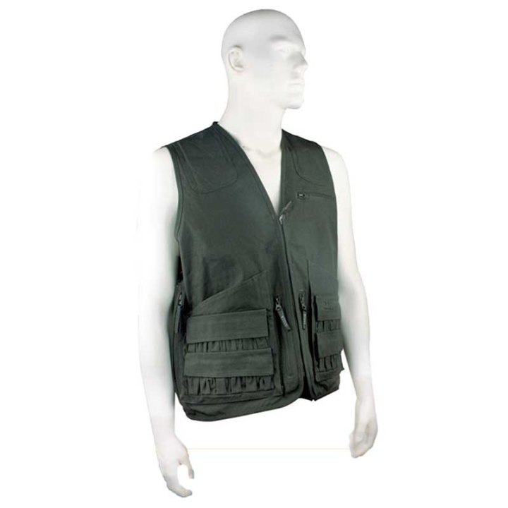Gilet smanicato panciotto ontario in canvas caccia uomo sportivo cartucciera