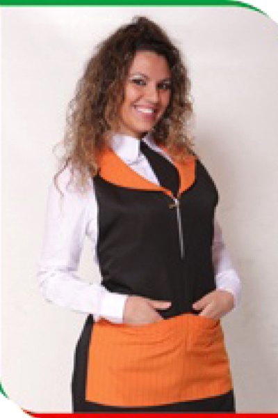 Grembiule zip donna barista lavoro bar ristorante sala albergo hotel cameriera - Personalizzabile con il tuo logo