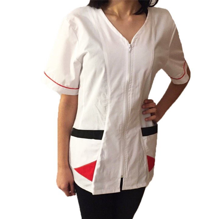 Camice giacca massaggi spa centro benessere fisioterapia bianco nero zip cotone