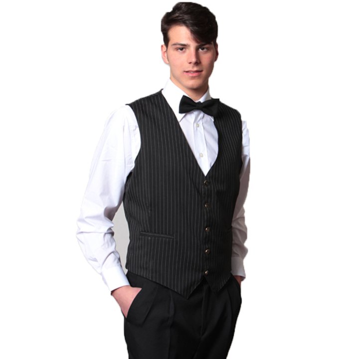 Gilet uomo lavoro cameriere bar barista sala ristorante gessato barman hotel - Personalizzabile con il tuo logo