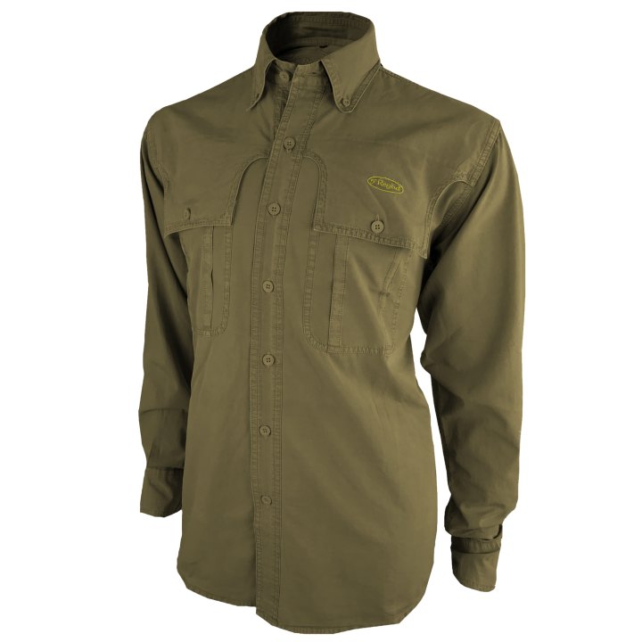 Camicia casacca caccia stonewashed uomo verde beige outdoor cotone