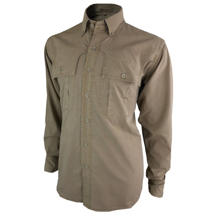 Camicia casacca caccia stonewashed uomo verde beige outdoor cotone