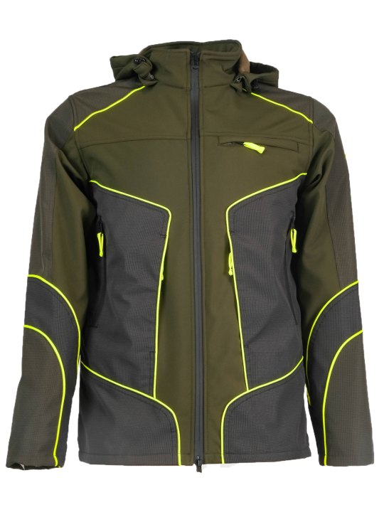 Giacca giubbino softshell caccia pesca abbigliamento tecnico uomo cappuccio - Personalizzabile con il tuo logo