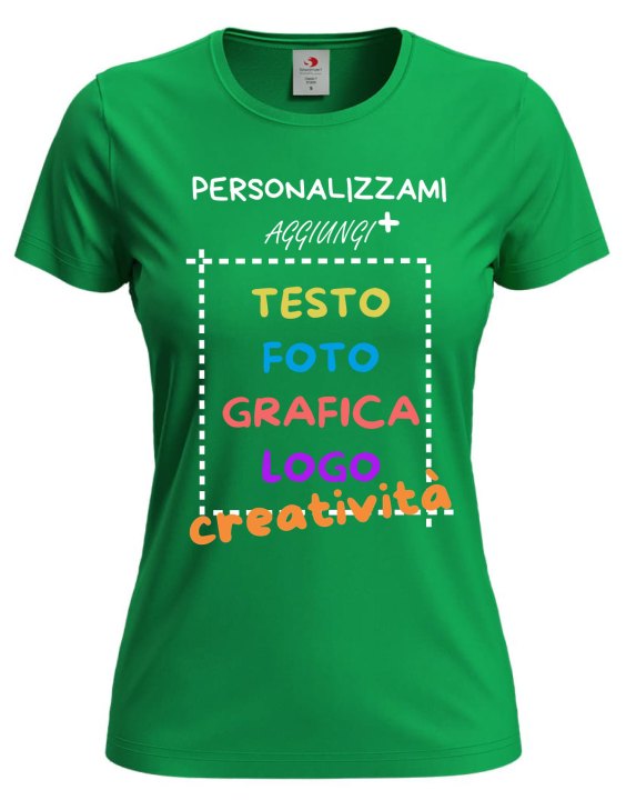 T-Shirt manica corta donna girocollo  cotone vari colori da XXS a 3XL STAMPA DIRETTA su tessuto o dft PERSONALIZZA CON IL TUO LOGO