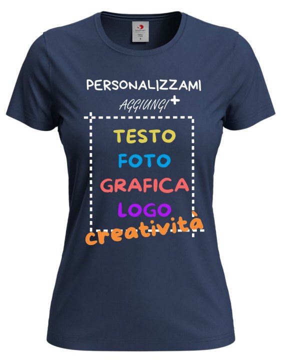T-Shirt manica corta donna girocollo  cotone vari colori da XXS a 3XL STAMPA DIRETTA su tessuto o dft PERSONALIZZA CON IL TUO LOGO
