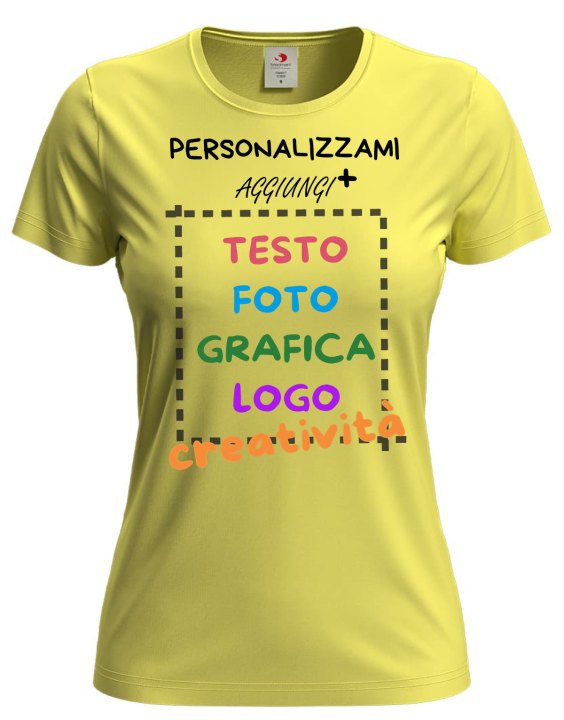 T-Shirt manica corta donna girocollo  cotone vari colori da XXS a 3XL STAMPA DIRETTA su tessuto o dft PERSONALIZZA CON IL TUO LOGO