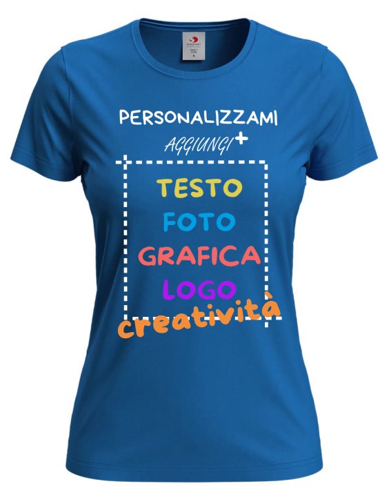 T-Shirt manica corta donna girocollo  cotone vari colori da XXS a 3XL STAMPA DIRETTA su tessuto o dft PERSONALIZZA CON IL TUO LOGO