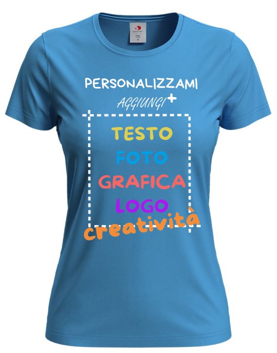 T-Shirt manica corta donna girocollo  cotone vari colori da XXS a 3XL STAMPA DIRETTA su tessuto o dft PERSONALIZZA CON IL TUO LOGO