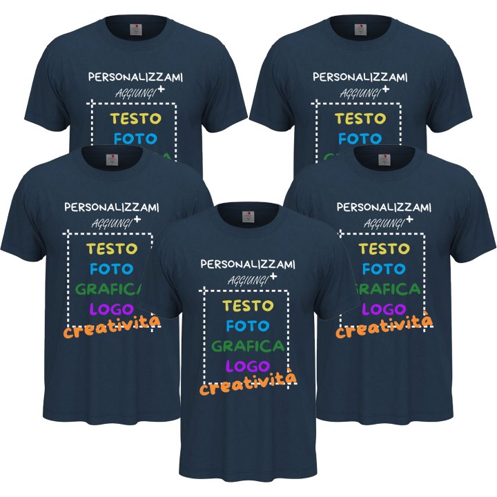 5x T-Shirt manica corta uomo girocollo cotone vari colori da XXS a 5XL STAMPA DIRETTA o DTF su tessuto PERSONALIZZA CON IL TUO LOGO