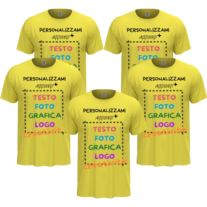 5x T-Shirt manica corta uomo girocollo cotone vari colori da XXS a 5XL STAMPA DIRETTA o DTF su tessuto PERSONALIZZA CON IL TUO LOGO