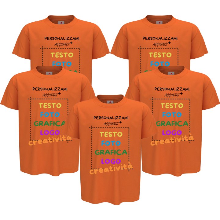 5x T-Shirt manica bambino girocollo cotone pettinato 155 gr vari colori da 1 a 13 anni - PERSONALIZZA CON IL TUO LOGO