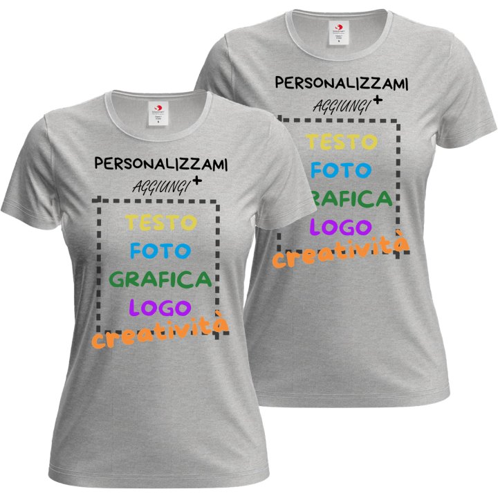 2x T-Shirt manica corta donna girocollo 100% cotone vari colori da XXS a 3XL STAMPA DIRETTA su tessuto o dft PERSONALIZZA CON IL TUO LOGO