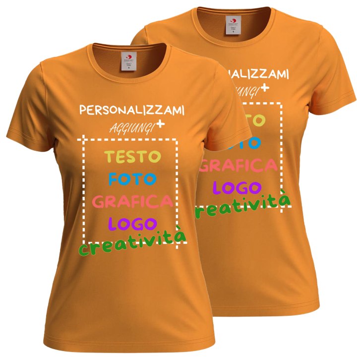 2x T-Shirt manica corta donna girocollo 100% cotone vari colori da XXS a 3XL STAMPA DIRETTA su tessuto o dft PERSONALIZZA CON IL TUO LOGO