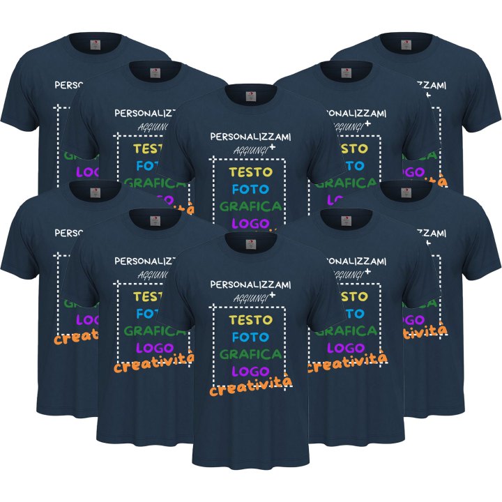 10x T-Shirt manica corta uomo girocollo cotone  vari colori da XXS a 5XL STAMPA DIRETTA su tessuto o DTF PERSONALIZZA CON IL TUO LOGO