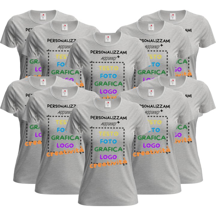 10x T-Shirt manica corta donna girocollo  cotone vari colori da XXS a 3XL STAMPA DIRETTA su tessuto o dft PERSONALIZZA CON IL TUO LOGO