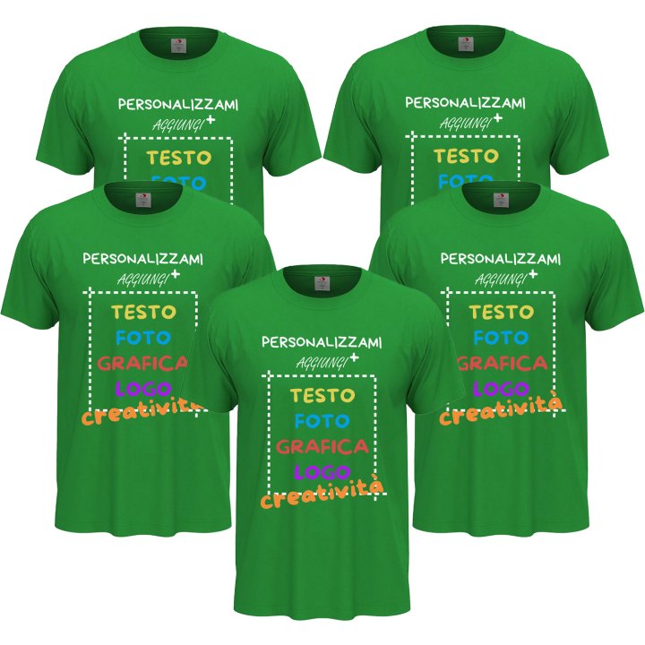 5x T-Shirt manica bambino girocollo cotone pettinato 155 gr vari colori da 1 a 13 anni - PERSONALIZZA CON IL TUO LOGO