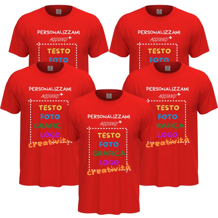 5x T-Shirt manica bambino girocollo cotone pettinato 155 gr vari colori da 1 a 13 anni - PERSONALIZZA CON IL TUO LOGO