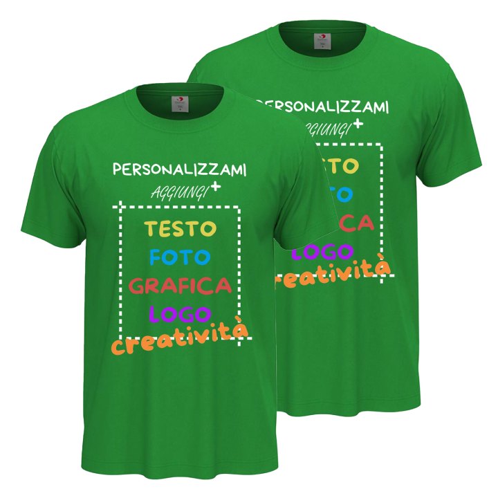 2x T-Shirt manica corta uomo girocollo cotone  vari colori da XXS a 5XL STAMPA DIRETTA o DTF su tessuto PERSONALIZZA CON IL TUO LOGO