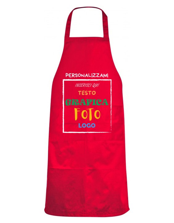 Grembiule paravanti con PERSONALIZZAZIONE tasca laterale Bianco -Nero -Rosso - Verde - Giallo Misura 82 X 60