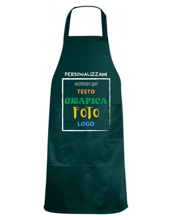 Grembiule paravanti con PERSONALIZZAZIONE tasca laterale Bianco -Nero -Rosso - Verde - Giallo Misura 82 X 60