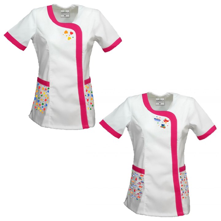 Set kit di 2 Casacca per Maestra Asilo e Scuola infanzia con Fantasia Colorata