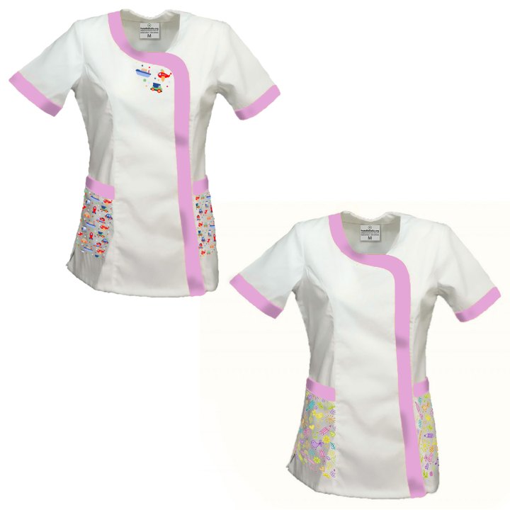 Set kit di 2 Casacca per Maestra Asilo e Scuola infanzia con Fantasia Colorata