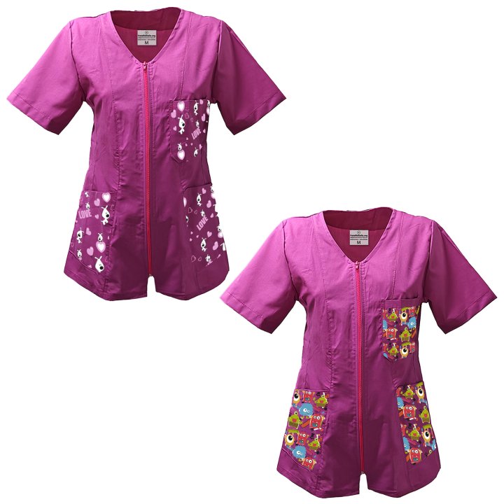 Set di due Camice grembiule con Zip per Maestra Asilo infanzia infermiera ludoteca Scuola bambini fantasia