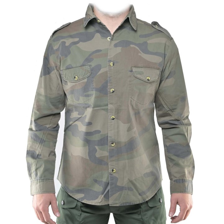 Camicia caccia montagna uomo cotone bottoni mimetica camouflge vari colori