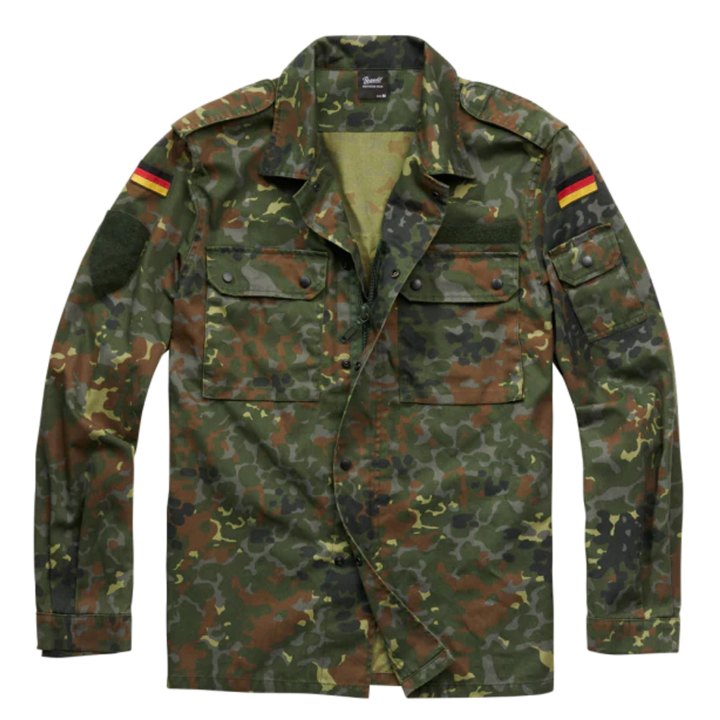Giacca camicia tedesca militare militaria uomo flecktarn verde nera abbigliamento caccia