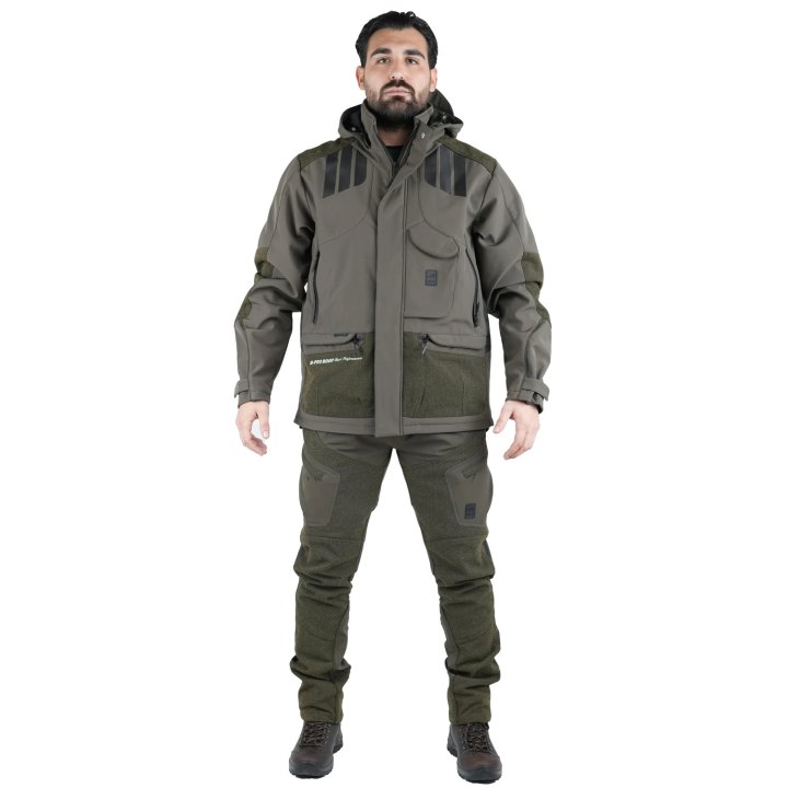 Completo divisa caccia softshell giacca e pantalone antispino cacciatore elasticizzato abiti tecnici