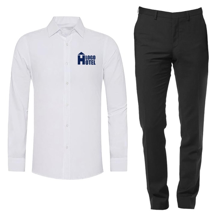 Kit Divisa Reception Hotel per Uomo con Camicia e Pantalone Personalizzabile con Logo e Nome